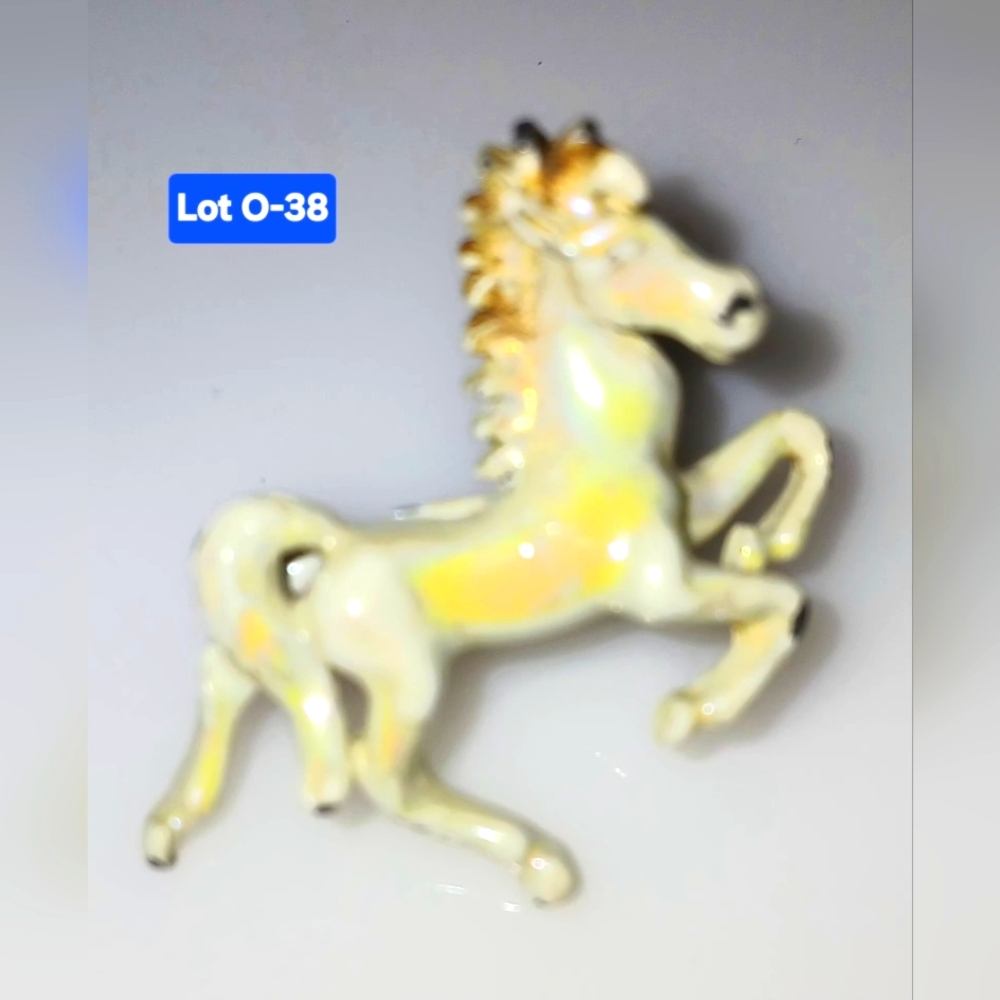 Vintage Horse Brooch with Gold Toned Accents